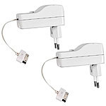 Ladegerät für iPhone & iPod, Dock-Connector, Kabel ausziehbar, 2er-Set Ladegeräte mit Dock-Connectoren