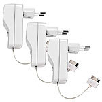 Ladegerät für iPhone & iPod, Dock-Connector, Kabel ausziehbar, 3er-Set Ladegeräte mit Dock-Connectoren