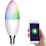 Luminea Home Control WLAN-LED-Lampe für Amazon Alexa/Google Assistant, E14, RGB, CCT, 5,5 W Luminea Home Control WLAN-LED-Lampen E14 RGBW