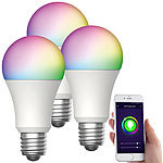 Luminea Home Control 3er-Set WLAN-LED-Lampen, für Amazon Alexa, GA, E27, RGBW, 15 W Luminea Home Control