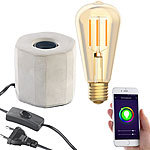 Lunartec Tischleuchte mit WLAN-LED-Filament-Lampe, für Alexa & Google Assistant Lunartec