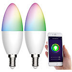 Luminea Home Control 2er-Set WLAN-LED-Kerze, E14, RGB-CCT, 5,5 W (ersetzt 40 W), 470lm, App Luminea Home Control