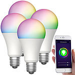 Luminea Home Control 4er-Set WLAN-LED-Lampen, für Amazon Alexa/GA, E27, RGB, CCT, 12 W Luminea Home Control WLAN-LED-Lampen E27 RGBW