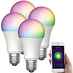 Luminea Home Control 4er-Set WLAN-LED-Lampen, für Amazon Alexa,GA, E27, RGBW, 15 W Luminea Home Control WLAN-LED-Lampen E27 RGBW