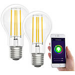 Luminea Home Control LED-Filament-Lampe, komp. zu Amazon Alexa / GA, 6500 K 2er-Set Luminea Home Control