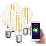 Luminea Home Control LED-Filament-Lampe, komp. zu Amazon Alexa / GA, 6500 K 4er-Set Luminea Home Control WLAN-LED-Filament-Lampe E27 weiß