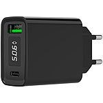 revolt Intelligentes 2-Port-USB-Netzteil, USB A & C, QC4.0+, PD 30 W, Display revolt USB-Wandnetzteile mit USB-A und USB-C, PD und QC