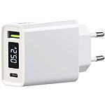 revolt Intelligentes 2-Port-USB-Netzteil, USB A & C, QC4.0+, PD 30 W, Display revolt USB-Wandnetzteile mit USB-A und USB-C, PD und QC