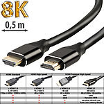 auvisio 2er-Set High-Speed-HDMI-2.1-Kabel, 8K, 3D, HDR, eARC, 48 Gbit/s, 0,5 m auvisio