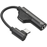 auvisio Kopfhörer-Adapter USB-C auf 3,5-mm-Klinke mit Anruf- & Ladefunktion auvisio USB-Typ-C-auf-Klinkenanschluss-Adapter mit Ladeanschluss