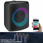 auvisio Mobile Outdoor-PA-Partyanlage & -Bluetooth-Boombox, Lichteffekte, 140W auvisio Mobile Outdoor-Party-Audioanlagen mit Karaoke-Funktion und Akku