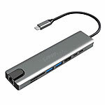 Callstel 8in1-Dockingstation, 4K-HDMI mit 60 Hz, 100W PD, USB 3.0, RJ45,SD-Slot Callstel 8in1-USB-C-Docks