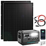 revolt On-Grid-Powerstation & Solar-Konverter 2.048Wh mit 2x 215-W-Solarmodul revolt 2in1-Hochleistungsakkus & On-Grid-Solar-Konverter mit WLAN, App & Solarmodulen