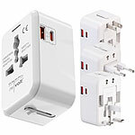 revolt Universal-Reiseadapter, USB-C PD 20 W, QC 18 W, für US/EU/UK/AUS revolt Reiseadapter mit USB-C Power Delivery & USB-A Quick Charge, für Stecker & Steckdosen Typ A, I, C, G
