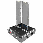 Xystec Dual-Bay-Dockingstation für M.2-SSD-Speicher zum Klonen ohne PC, USB-C Xystec Dual-Bay-Dockingstationen für M.2-SSD-Speicher ohne PC, USB-C