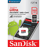 SanDisk Ultra microSDXC, 200 GB, 120 MB/s, Class 10, U1, A1, mit Adapter SanDisk microSD-Speicherkarten UHS U1
