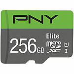 PNY Elite microSD, mit 256 GB und SD-Adapter, lesen bis zu 100 MB/s PNY microSD-Speicherkarten UHS U1