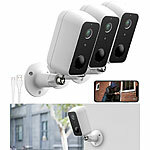 VisorTech 3er-Set Outdoor-IP-Überwachungskamera, Full HD, WLAN & App, Akku, IP65 VisorTech