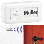 Somikon Batterieloser Funk-Klingelknopf für Klingel-Empfänger FTK-200, IP44 Somikon Steckdosen-Funkklingeln mit kinetischem Taster, App-Benachrichtigung