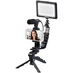 Somikon 4-teiliges Vlogging-Set mit LED-Leuchte, Mikrofon, Stativ & Halterung Somikon Vlogging-Sets