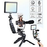 Somikon 4-teiliges Vlogging-Set mit LED-Leuchte, Mikrofon, Stativ & Halterung Somikon Vlogging-Sets