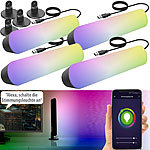 Luminea Home Control 4er-Set WLAN-USB-Stimmungsleuchte mit RGB+CCT-LEDs, App, 80 lm, 3,5 W Luminea Home Control