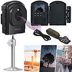 Somikon Full-HD-Zeitraffer-Kamera, 1080p, 1 Jahr Laufzeit, Stativ, 120°, IP66 Somikon Batteriebetriebene Zeitraffer-Outdoor-Kameras mit Full HD