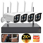 VisorTech Funk-Überwachungssystem mit HDD-Rekorder & 4 IP-Kameras, 2K+ und App VisorTech 