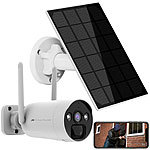 VisorTech Funk-Überwachungs-Set: Monitor-Rekorder + 4x 2K-Solar-Kamera, PIR, App VisorTech