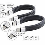 Callstel 2er-Set kurze, flexible Lade-/Datenkabel USB-C auf -C & 8-Pin, PD, MFi Callstel Kurze Lade- und Datenkabel USB-C auf USB-C und Lightning