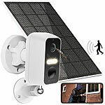 VisorTech Akku-Outdoor-IP-Überwachungskamera mit Solarpanel, 2K-Auflösung VisorTech