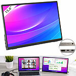 auvisio Mobiler/tragbarer 15,6"/39,6 cm-IPS-Superslim-Monitor, Full HD, Metall auvisio Ultradünner Full-HD-Monitore