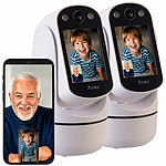 7links 2er-Set 2in1-WLAN-Überwachungskamera & Video-Telefon, Pan-Tilt 7links 2in1 WLAN-Überwachungskameras & Videotelefon mit IPS Display