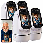 7links 4er-Set 2in1-WLAN-Überwachungskamera & Video-Telefon, Pan-Tilt 7links 2in1 WLAN-Überwachungskameras & Videotelefon mit IPS Display