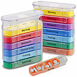 newgen medicals 4er-Set bunte Medikamenten-Boxen für 7 Tage, je 4 Fächer, beschriftet newgen medicals