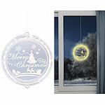 Lunartec Weihnachtliches Fenster-Licht "Merry Christmas" mit 26 LEDs, Ø 16 cm Lunartec