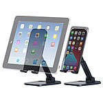 PEARL Faltbarer Universal-Aluminium-Smartphone & Tablet-Ständer, verstellbar PEARL Universal-Smartphone & Tablet-Ständer