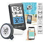 infactory Smartes WLAN-Teich- & Poolthermometer, Funk-Empfänger, App, IP67 infactory Funk-Poolthermometer mit WLAN und App