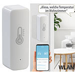 Luminea Home Control WLAN-Temperatur- & Luftfeuchtigkeits-Sensor mit App & Sprachsteuerung Luminea Home Control WLAN-Temperatur- & Luftfeuchtigkeits-Sensoren mit App und Sprachsteuerung
