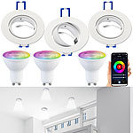 Luminea 3er-Set LED-Spots GU10 mit Alu-Einbaurahmen, RGB-CCT, 4,8W, für ZigBee Luminea