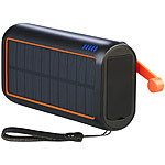 revolt Solar-Kurbel-Dynamo-Powerbank mit 30.000mAh, integr. Ladekabel, 22,5 W revolt Kurbel-Dynamo-Powerbanks mit QC 3.0, Power Delivery, LED-Panel & Taschenlampe