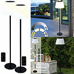 Lunartec 2er-Set Solar-LED-Tisch- & Stehleuchte, Fernbedienung, CCT, 400 lm Lunartec 