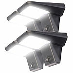 Luminea 4er-Set kabellose Solar-LED-Außenstrahler, PIR-Bewegungsmelder,200 lm Luminea LED-Solar-Außenlampen mit PIR-Sensoren (neutralweiß)