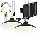 Lunartec Solar-LED-Doppel-Hängelampe, 2x 105 lm, Akku, Timer, warmweiß / weiß Lunartec
