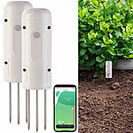 Luminea Home Control 2er-Set smarte ZigBee-Boden-Feuchtigkeits- & Temperatursensoren Luminea Home Control