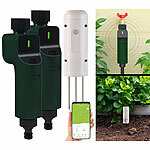 Luminea Home Control 2x ZigBee-Bewässerungscomputer + 1x Boden-Feuchte- & Temperatursensor Luminea Home Control
