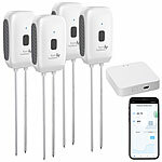 Royal Gardineer 4er-Set Boden-Feuchtigkeits-&Temperatur-Sensoren mit WLAN-Gateway, App Royal Gardineer Boden-Feuchtigkeits- und Temperatur-Sensoren mit WLAN-Gateway