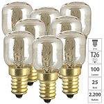 Luminea 8er-Set Backofenlampen, E14, T26, 25 W, 100 lm, bis 300 °C Luminea Backofenlampen E14 (warmweiß)