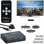 auvisio 5-fach-HDMI-Umschalter mit Fernbedienung, HDMI 2.0, bis 4K UHD auvisio HDMI-Switches für 4K UHD