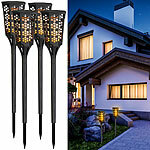 Lunartec 4er-Set LED-Solar-Gartenfackeln mit Flammen-Effekt und Akku, 78 cm Lunartec 
